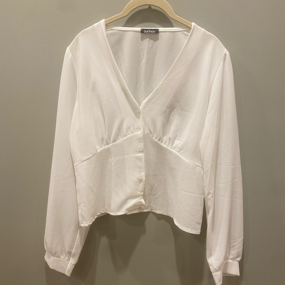 Woven Waist Detail Blouse from Boohoo